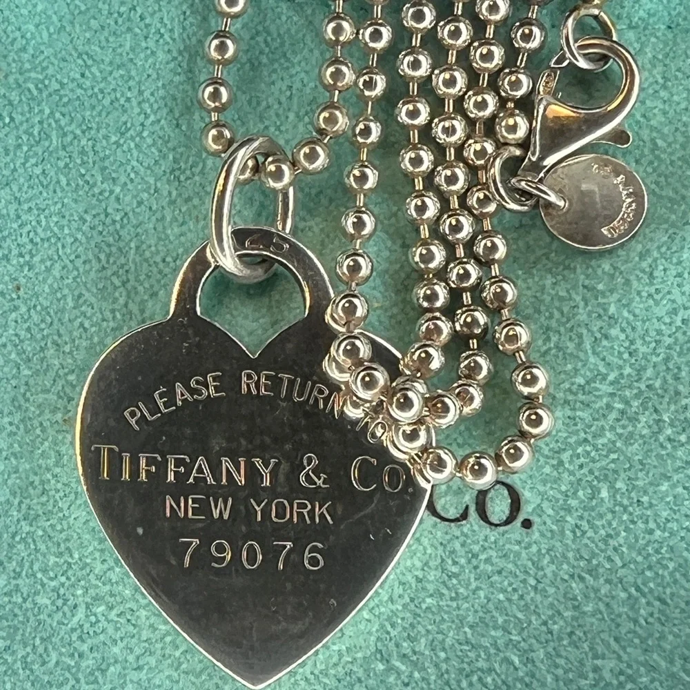 Tiffany & Co. Return to Tiffany Heart Dog Tag Necklace 34" - Picture 1 of 7